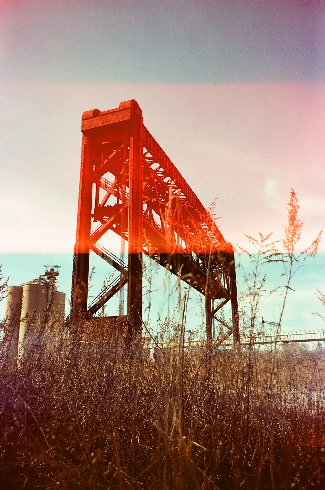 35mm color photo of one of Cleveland's old lift bridges