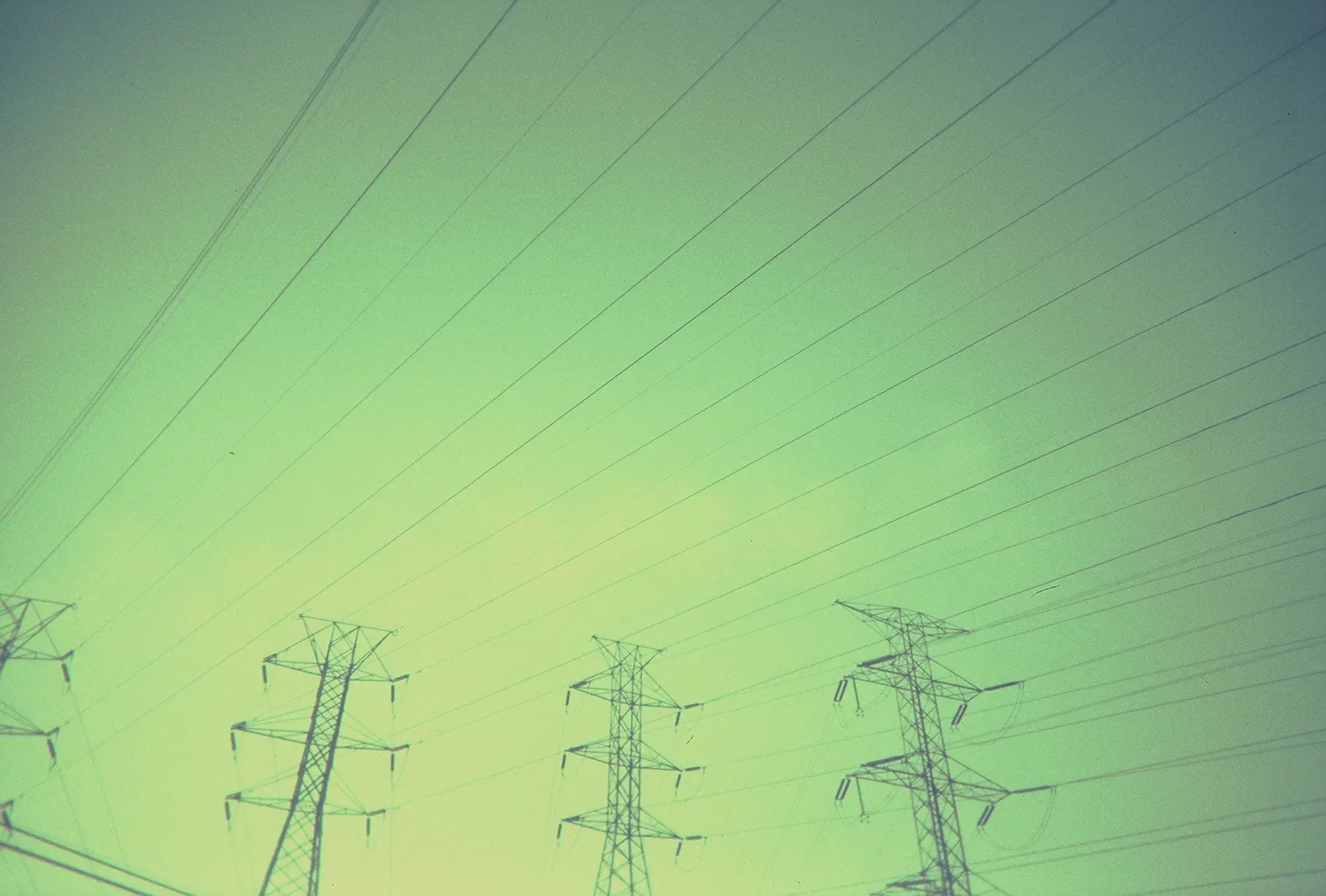 Cross processed 35mm film of powerlines